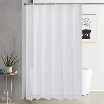 China PEVA Designers Hotel Bathroom Durable Single White Metal Curtain Hooks White Shower Curtains for sale