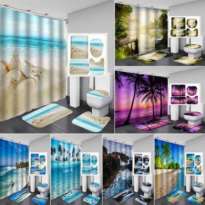 China Success 2021 3D Digital Printing Polyester Fabric Hotel Shower Curtain Viable Custom Waterproof Cartoon Printed Set for sale