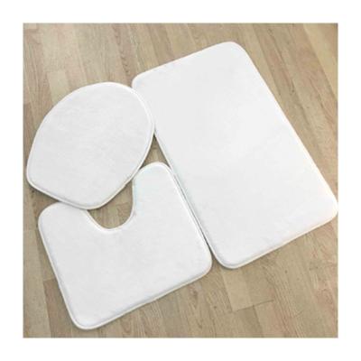 China Viable Custom Printed Toilet Mat Set 3 Pieces Flannel Non Slip Bath Mat Set Rug Cover Set Bathroom for sale