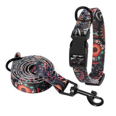 China National Style Dog Collar Small Padded Adjustable Puppy Collar Nylon Printed Pet Collars For Dogs Pets Free Engraving for sale