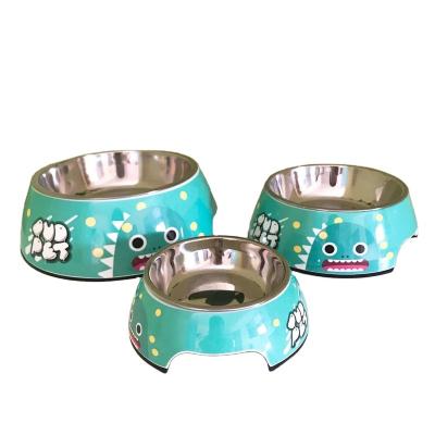 China Non-automatic Custom Hot Selling Unique Design Stainless Steel Dog Bowl Paw Cartoon Design Pet Bowls for sale