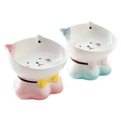 China Wholesale New Design Raised Cat Bowl Pet Bowl Colorful Ceramic Cute Dog Bowl Non-automatic Wholesale for sale