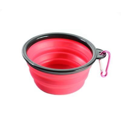 China Custom Non-automatic Collapsible Expanding Cup Dish For Pet Cat Food Water Feeding Portable Travel Bowl Free Carabiner for sale