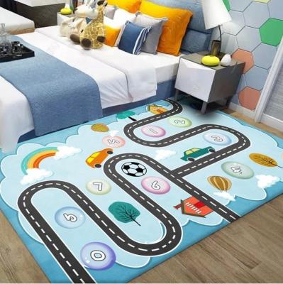 China Washable City Life Great For Playing With Cars And Toys Floor Mats Flannel Baby Playmat Kids Carpet Playmat Blanket for sale