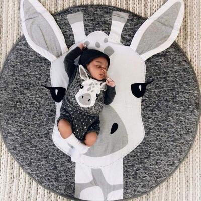 China Washable Newborn Baby Around Giraffe Blanket Rug Cotton For Kids Floor Play Mat Kids Room Decoration 35.4 Inch for sale