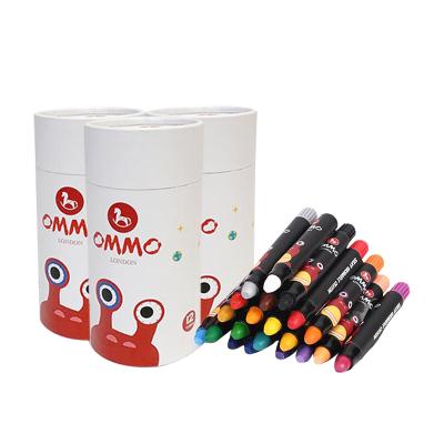 China Ommo12 Paraffin Solid Colored Pencil Kindergarten Silk Sliding Rotary Art Painting Set Environmentally Friendly Washable Silk Sliding Pencil for sale