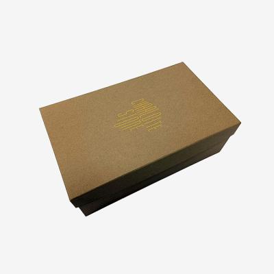 China Recyclable Custom Logo Large Kraft Brown Package Box With Gold Foil Stamp Logo On Top for sale