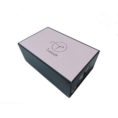 China Recyclable Custom Logo Corrugated Cardboard Shoe Clothes Drawer Paper Box With Satin Handle for sale