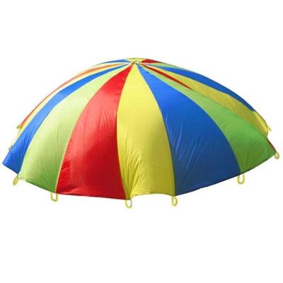 China 210T 6ft Kids Rainbow Play Waterproof Parachute With 9 Handles for sale