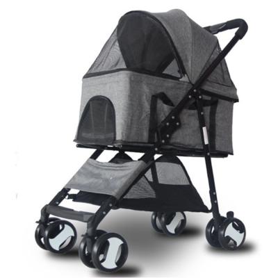 China Sustainable Folding 4 Wheel Pet Stroller Cat Dog Cage Stroller Travel Carrier for sale