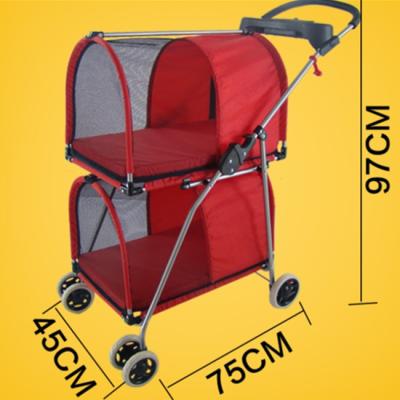 China Sustainable Twin Pet Walker Easy Folding Travel Cart For Pets And Cats for sale