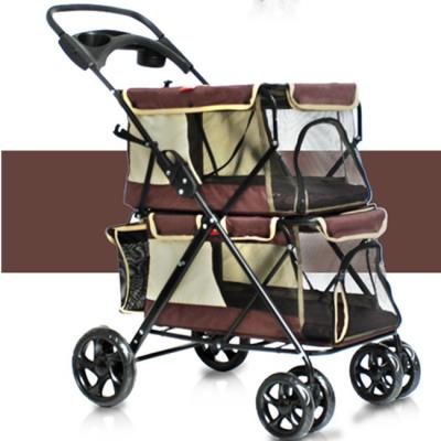 China Sustainable Double Pet Stroller For Dog Cat Small Animal With Four Wheels for sale