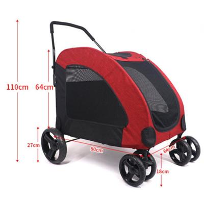 China Large Sustainable Luxury Pet Stroller With Breathable Mesh Window Dog Cage Stroller With Four Wheel Easy Ride for sale