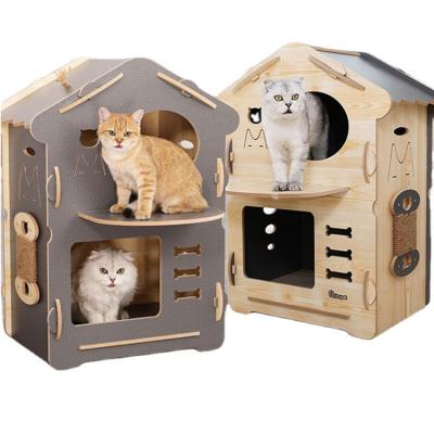 China Wholesale High Quality Factory Price Fashion Wooden Cat House Of Breathable Unique Design Best Selling Pet House for sale