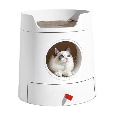 China Sustainable Products Large Space Plastic Box Closed Cat Litter Box Cat Litter Trays Pet Cat Litter Box for sale