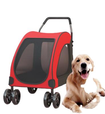 China Viable Foldable Four Wheel Trolley Luxury Cat and Dog Trolley Pet Stroller Large On Dog Pet Walker Hot Sale for sale