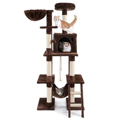 China China Sustainable Factory Wholesale Luxurious House Customized Furniture Natural Big Cat Tree House Pet Condo Scratcher Plush Sisal Wood for sale