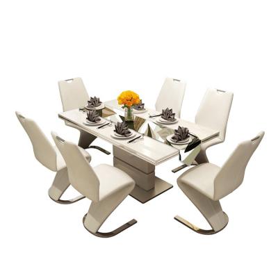 China Modern Design Rectangle Elegant Luxury Dining Room Furniture White MDF Dining Table And Chair Set With 4 6 8 Seater For Home Dinner for sale