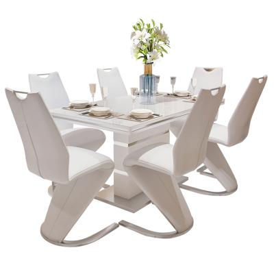 China Modern Extendable Dining Room Furniture Dining Table and 6 Chairs Set Top Modern Design Wooden Room Furniture for sale