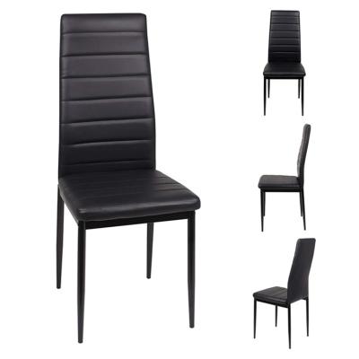 China Cooling Cheap Modern Dining Room Furniture Black Leather Dining Chair With Black Or Chrome Metal Legs for sale