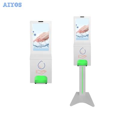 China Advertising and hand sanitizing 21.5 inch lcd screen floorstanding sanitzer vending machine hand signage advertising android digital soap dispenser for sale