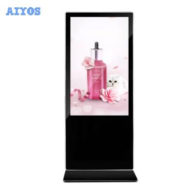 China 55 Inch Floor Standing Indoor Advertising Show Android 11 LCD 5G Wifi Digital Signage 4K Screen With 800nits High Brightness for sale