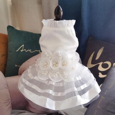 China Sweet Stocked Fashion Puppy Skirt Dot Printed Princess Wedding Dress Pet Lace Cake Camisole Tutu Pet Dress For Dog for sale