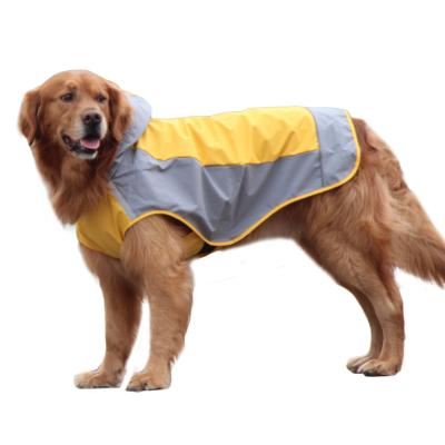 China Durable Adjustable Lightweight Breathable Pets Waterproof Reflective Yellow Soft Dog Rain Jacket With Leash Hole For Medium Large Dogs for sale