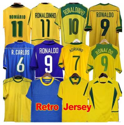 China Breathable 1998 Brazil Soccer Jerseys 2002 Retro Shirts Romario Ronaldo Ronaldinho camisa 2004 de futebol for sale