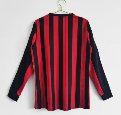 China Breathable Classic Vintage Football Shirt Striped Shirt, Red And Black Long Sleeve Sport Shirt for sale