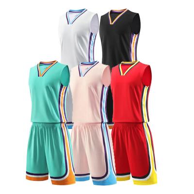 China Custom Breathable V-Neck OEM Basketball Jersey Antibacterial Suit Campus Uniform Breathable for sale