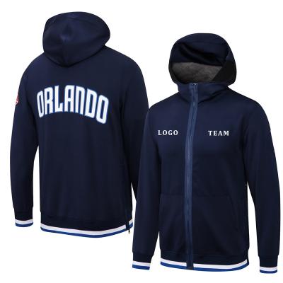 China 2022 Antibacterial USA ORLANDO Navy Jacket Basketball With Red Zipper Embroidery Hoodie Coat And Jacket for sale