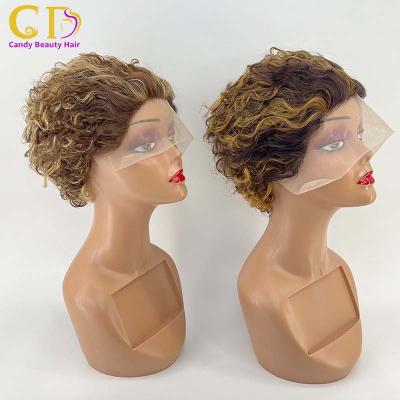 China Other Wholesale Brazilian Human Hair Lace Front Human Hair Wigs For Black Women, Cuticle Aligned Pixie Lace Wigs for sale