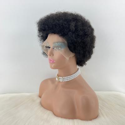 China Smooth Gently Shedding Deep Barely Most Kinky Curly Wig Pixie Cut Short Hair Wig Hd Popular Full Lace Wigs for sale