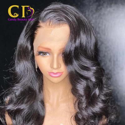 China Short High End Barely Shedding Soft Smooth Water Wave Wig Thick Frontal Cuticle Aligned Hair Wigs Hair Lace Front Brazilian Remy Virgin Hair 13*4T for sale