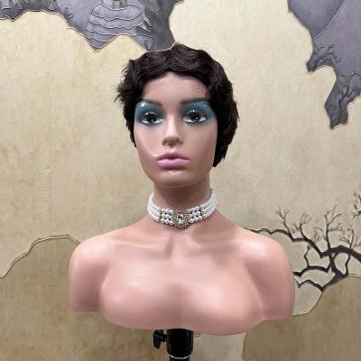 China Hot Selling Wave Pixie Cut Wig Human Hair Vintage Short Style Regular Hot Cheap Wig Pixie Curls Human Hair Wig Wave for sale