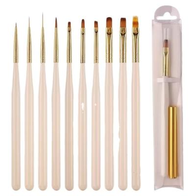 China Commonly Used Nail Art Brush White Gold Nail Painting Pen Drawing Pen Phototherapy Reading Brush 10 Strokes, Art Nail Brush Set for sale