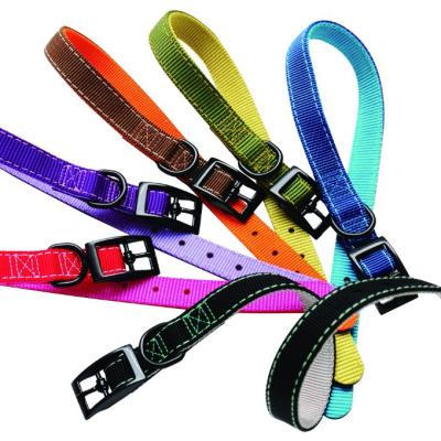 China Wholesale Double Layer Stocked Nylon Dog Collar With Metal Buckle Bark Collar for sale