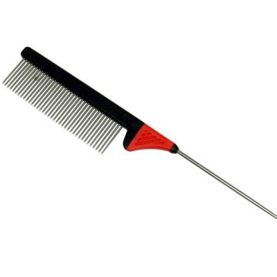 China Hot Selling Pet Manufacture Dog Grooming Plastic Stocked Metal Rat Tail Comb for sale