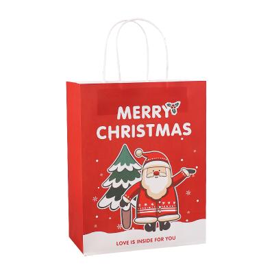 China Recyclable Custom Your Own Logo Size Color Cheap Food Take Away Kraft Paper Bag With Handle for sale