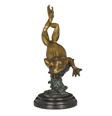 China Europe Frog Sculpture Bronze Standing Animal Metal Frog Sculpture AL-448 for sale