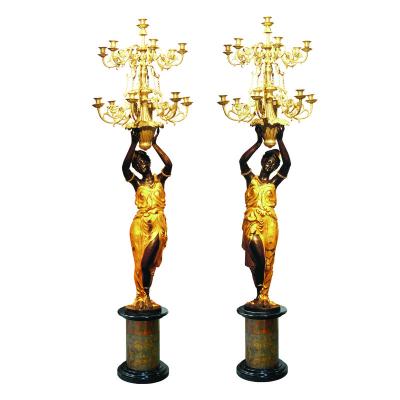 China Home Decoration CH-046/CH-045 Large Bronze Candle Holder Statue Lady Candlestick for sale