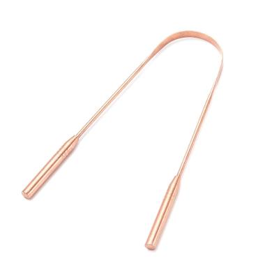 China For Home Use Amazon Hot Selling Pure Copper Tongue Cleaner Scraper Flexible Handle with Comfort Grip for sale