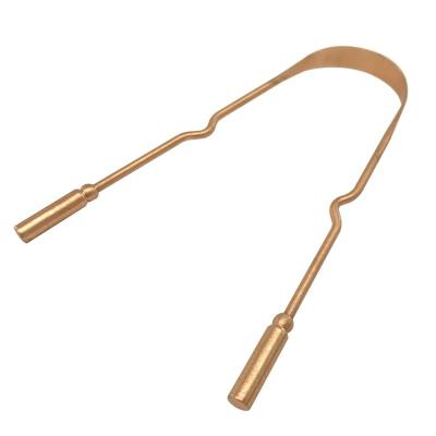 China For Home Use Pure Copper Metal Tongue Cleaner Oral Cleaner Copper Brush Medicine Grade Scraper Tools for Bad Breath for sale