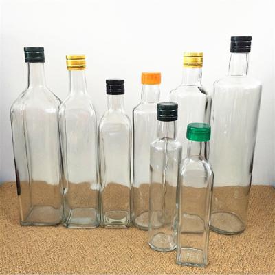 China 250ml 500ml 750ml 1000ml Food Place Around Clear Olive Oil Glass Bottle For Cooking for sale