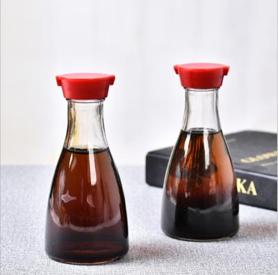 China 5oz 150ml clear plastic lid glass bbq sauce recyclable bottle in packaging, maker soy sauce bottle with plastic cap for sale