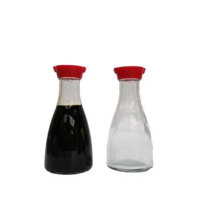 China 150ML 5OZ Recyclable Empty Soy Sauce Glass Bottles Cooking Bottle Vinegar Frying Oil Bottles With Plastic Lid For Sale for sale