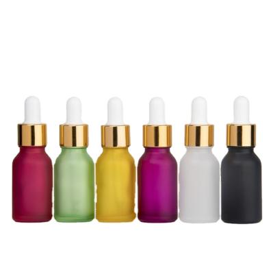 China Ready Ship Customized 15ml Personal Care Frosting Serum Essential Oil Glass Dropper Bottles For Cosmetic Packaging for sale