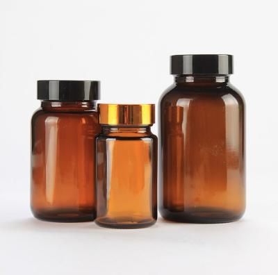 China High Quality Chemical Pill Bottle Packaging Capsule Container Tops Amber Boston Round Medical Glass Bottle 100ml 200ml 300ml 500ml for sale