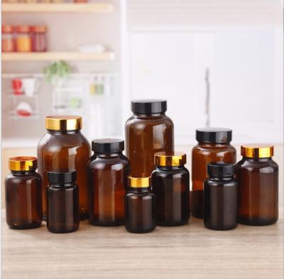 China 60ml 75ml 100ml 120ml 150ml 200ml 250ml 300ml 400ml 500ml Wide Mouth Bottle Caps Empty Amber Chemical Glass Bottles Reagent Bottles for sale